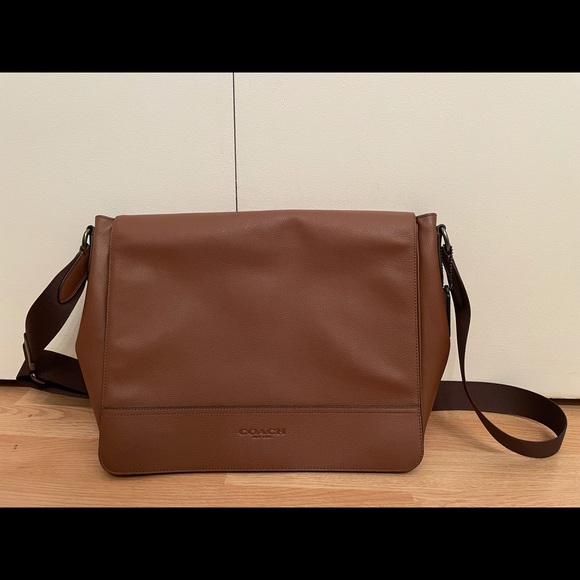 UNISEX Coach Saddle-Brown Houston Crossbody Bag - Picture 1 of 5
